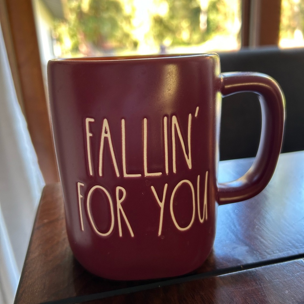 Rae Dunn Falling For You Coffee Mug & Autumn Leaf Shaker in Burgundy/Maroon/Plum - Picture 3 of 8